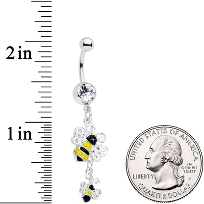 Clear Yellow Black Gem Happy Honey Bees Dangle Belly Ring