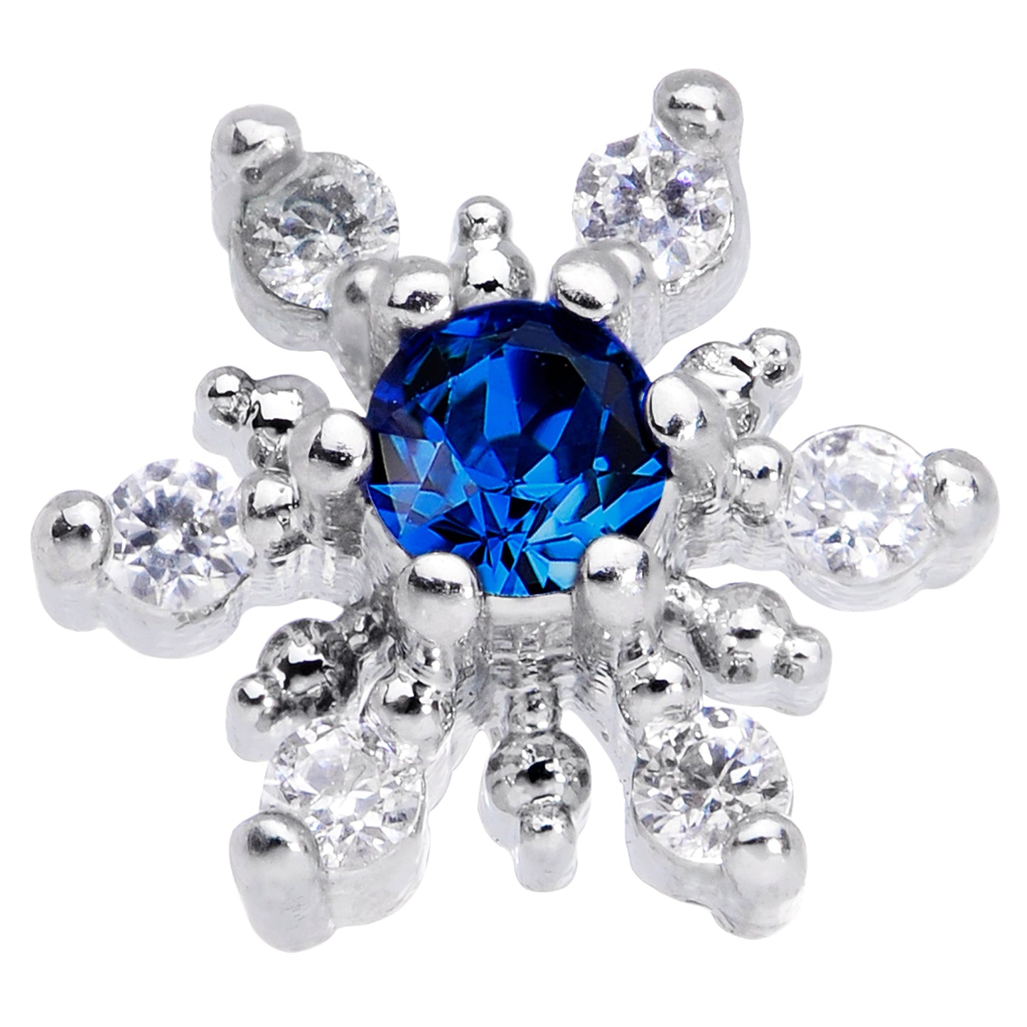 20G 5/16 Clear Blue CZ Gem Snowflake Christmas Nose Bone
