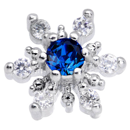 20G 5/16 Clear Blue CZ Gem Snowflake Christmas Nose Bone
