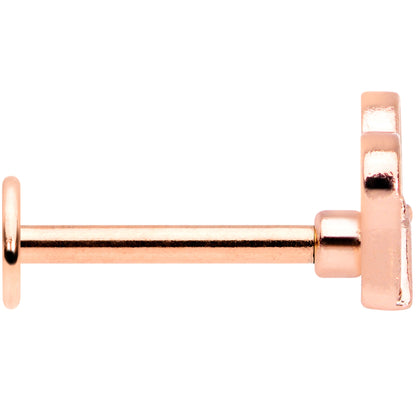 16G 5/16 Clear CZ Gem Rose Gold Tone Heart Butterfly Labret