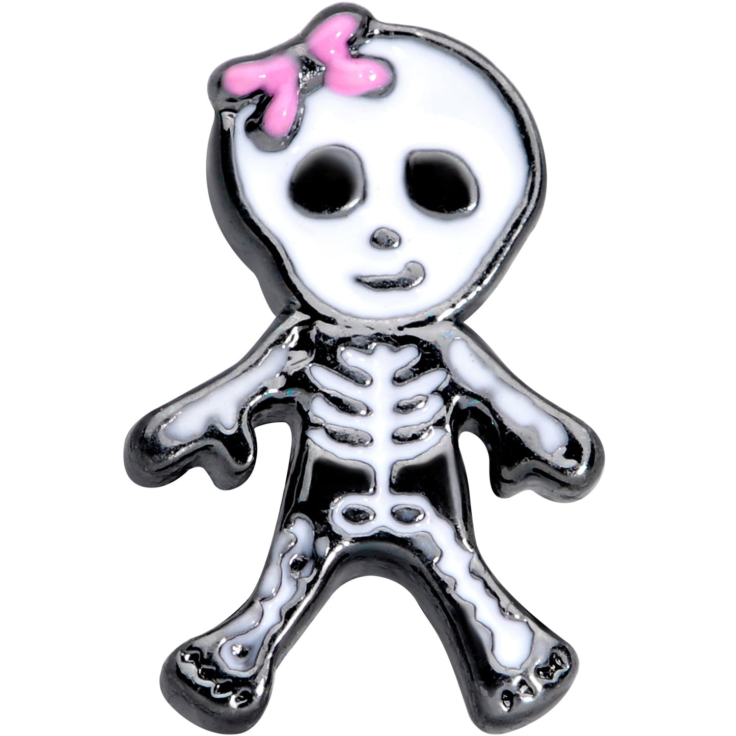 16G 1/4 Black PVD Skeleton Girl Halloween Cartilage Tragus