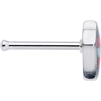 20G 8mm Pink White Blue Transgender Pride Fist Nose Ring