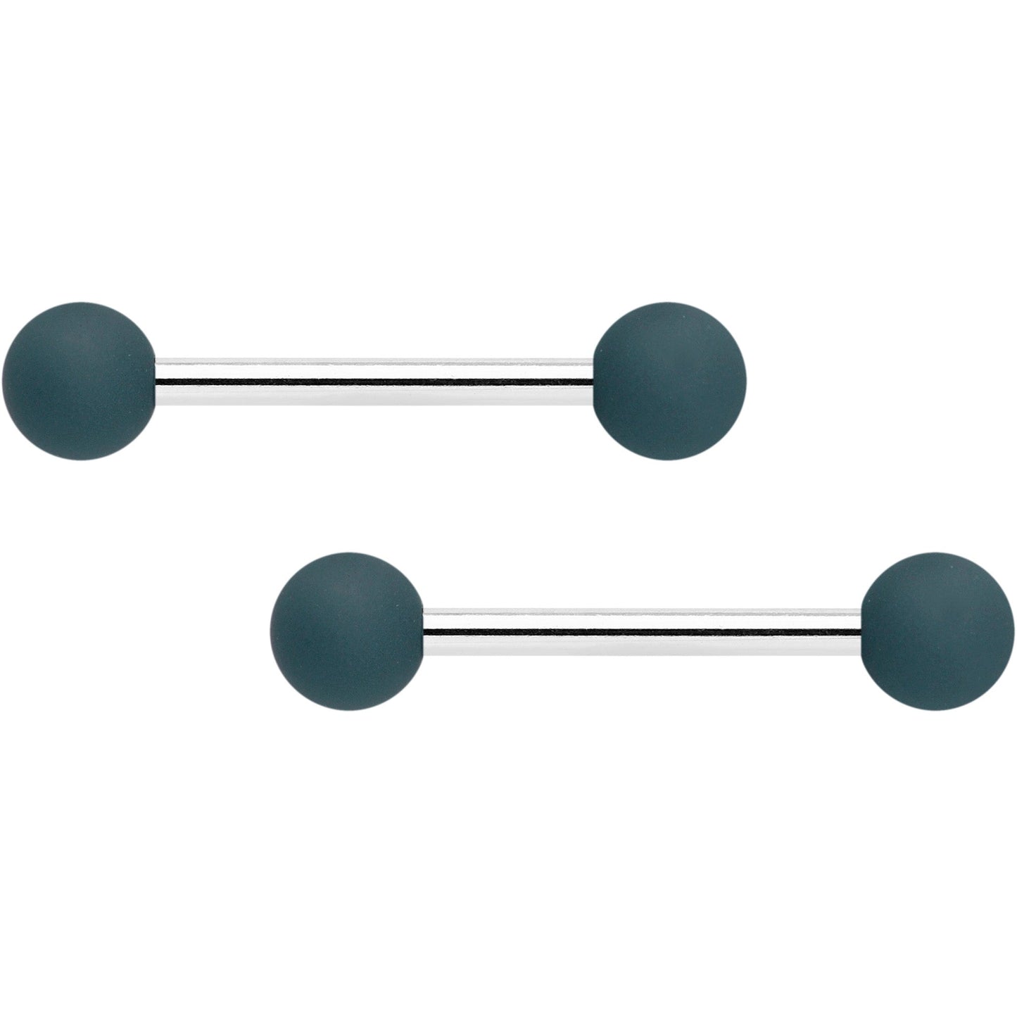 14G 9/16 Graceful Grey Matte Barbell Nipple Ring Set