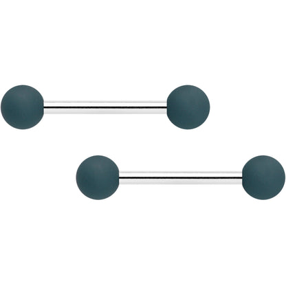 14G 9/16 Graceful Grey Matte Barbell Nipple Ring Set