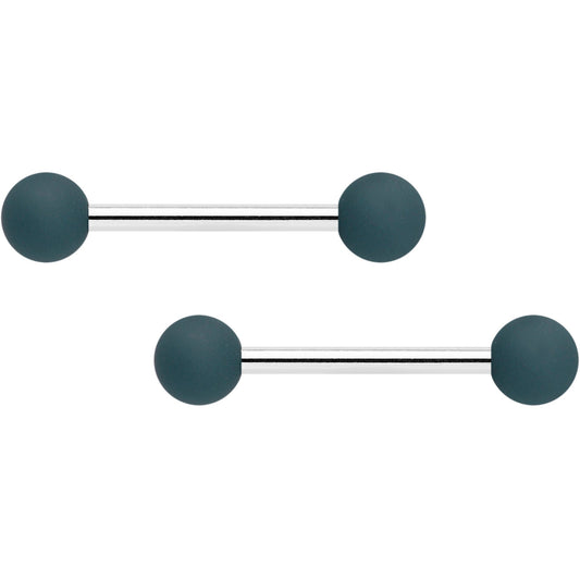 14G 9/16 Graceful Grey Matte Barbell Nipple Ring Set