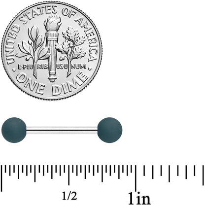 14G 9/16 Graceful Grey Matte Barbell Nipple Ring Set