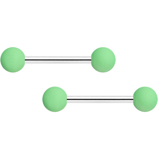 14G 9/16 Mint Green Matte Barbell Nipple Ring Set