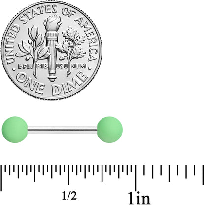 14G 9/16 Mint Green Matte Barbell Nipple Ring Set