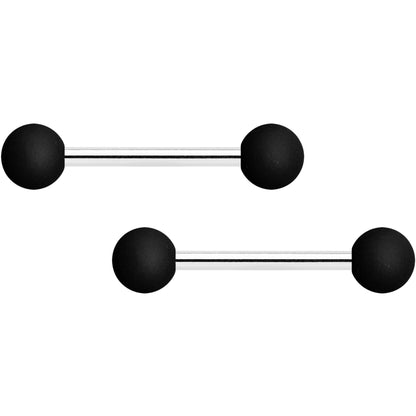 14G 9/16 Teal Black Matte Barbell Nipple Ring Set of 4