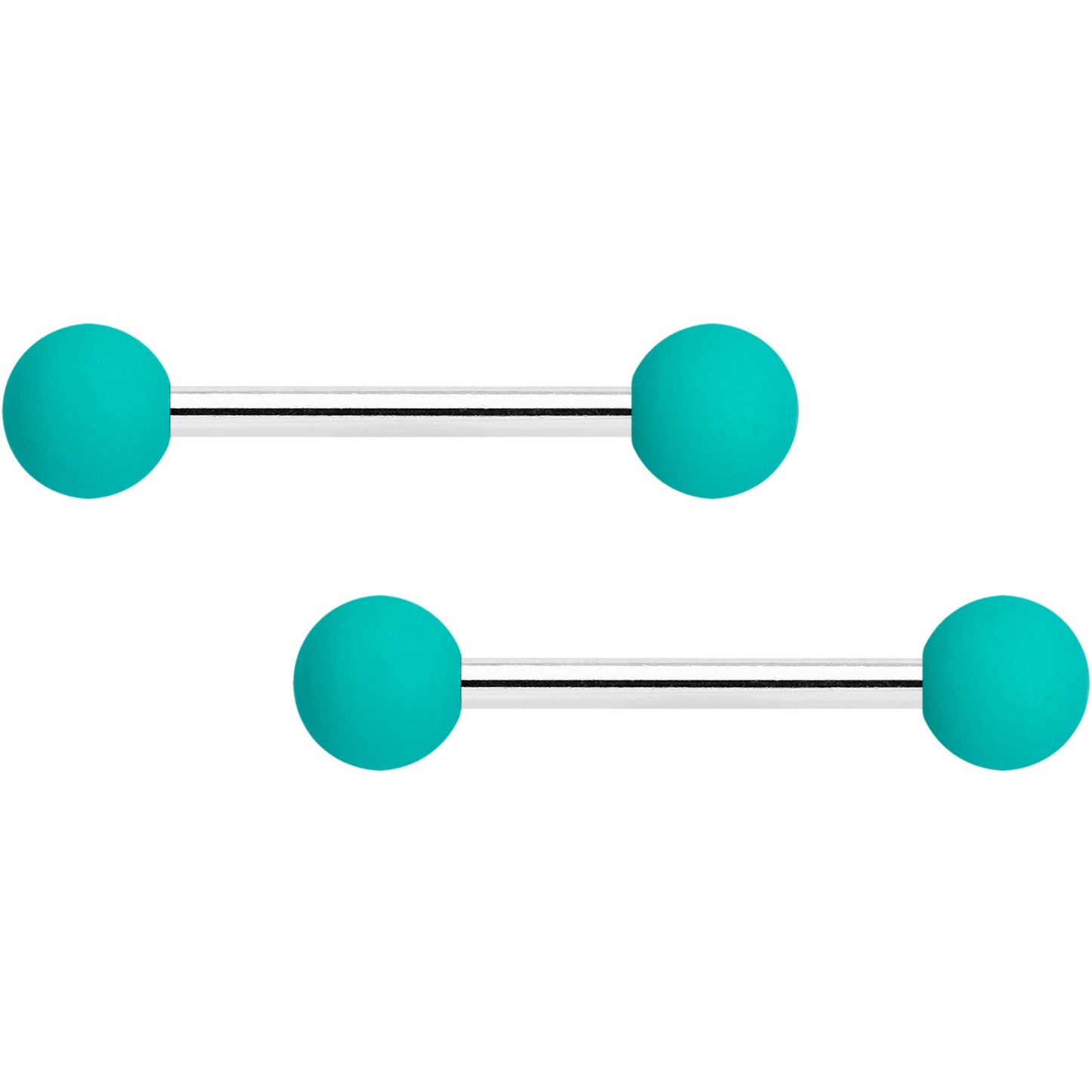 14G 9/16 Teal Black Matte Barbell Nipple Ring Set of 4