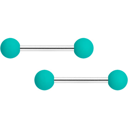 14G 9/16 Teal Black Matte Barbell Nipple Ring Set of 4