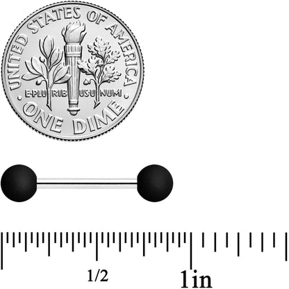 14G 9/16 Teal Black Matte Barbell Nipple Ring Set of 4