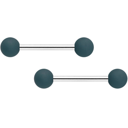 14G 9/16 Dark Grey Light Grey Matte Barbell Nipple Ring Set of 4