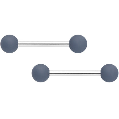 14G 9/16 Dark Grey Light Grey Matte Barbell Nipple Ring Set of 4