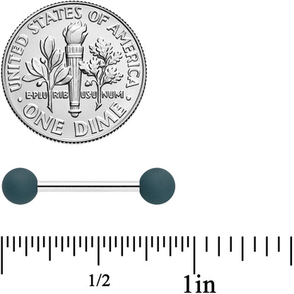 14G 9/16 Dark Grey Light Grey Matte Barbell Nipple Ring Set of 4