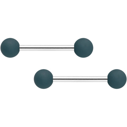 14G 9/16 Peach Grey Matte Barbell Nipple Ring Set of 4