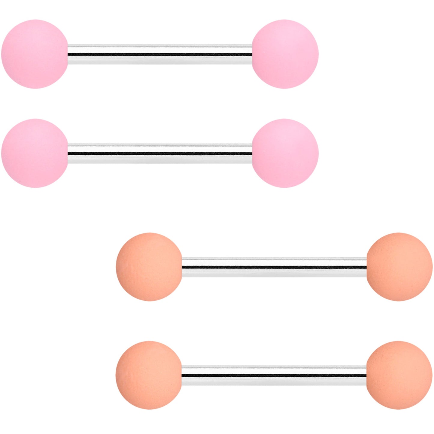 14G 9/16 Pink Peach Matte Barbell Nipple Ring Set of 4
