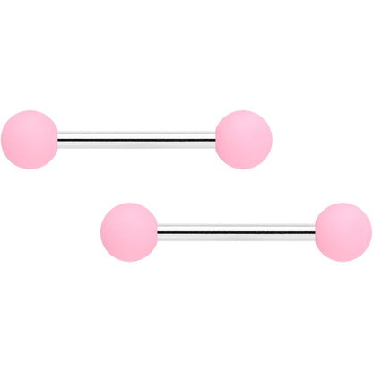 14G 9/16 Pink Peach Matte Barbell Nipple Ring Set of 4