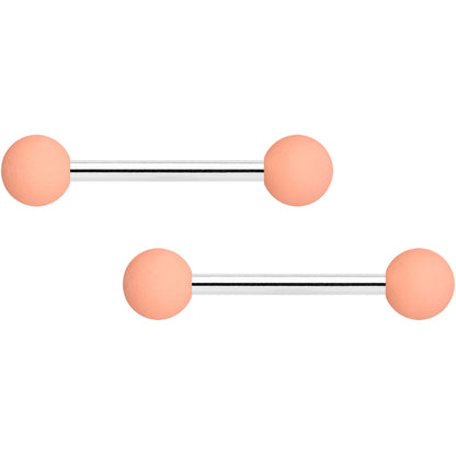 14G 9/16 Pink Peach Matte Barbell Nipple Ring Set of 4
