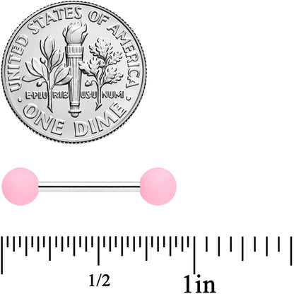 14G 9/16 Pink Peach Matte Barbell Nipple Ring Set of 4