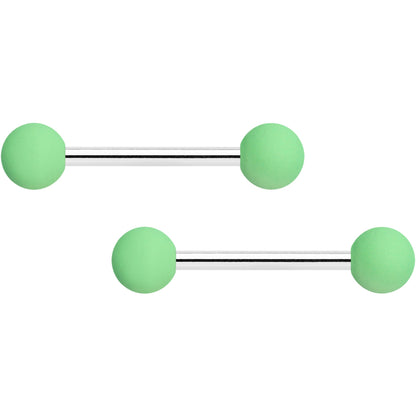 14G 9/16 Mint Green Hot Pink Matte Barbell Nipple Ring Set of 4