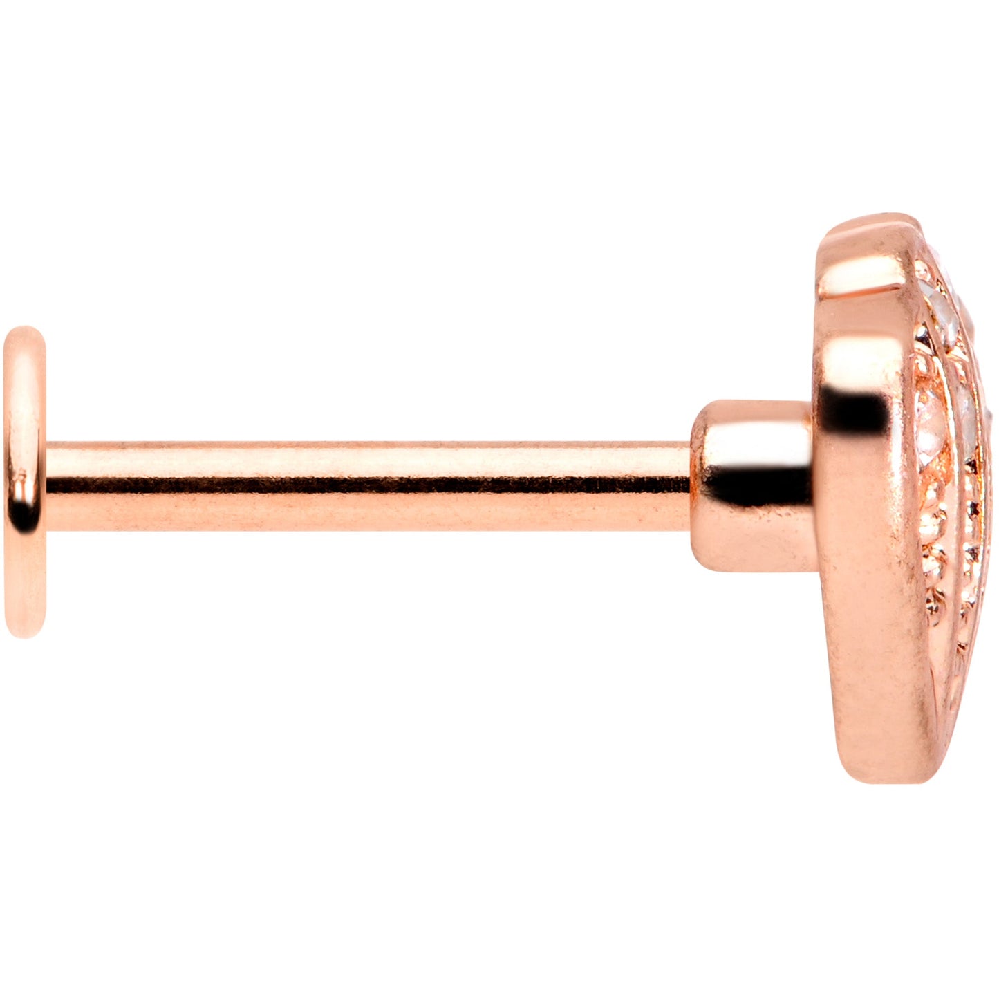 16G 5/16 Clear Gem Rose Gold Tone Shell Labret Monroe Tragus