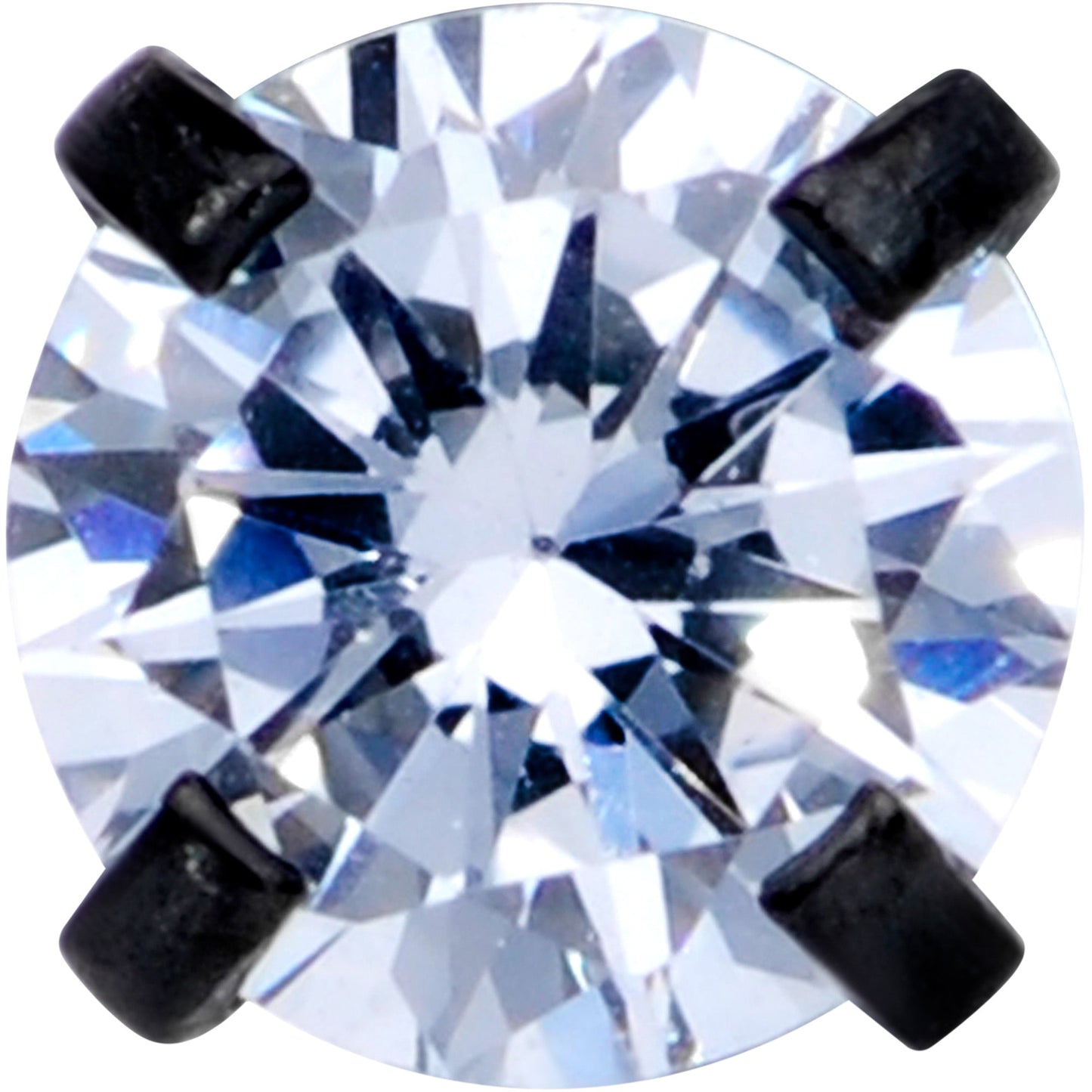 16G 1/4 CZ Gem Black 3mm Threadless Push In Labret Tragus