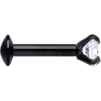 16G 1/4 CZ Gem Black 3mm Threadless Push In Labret Tragus