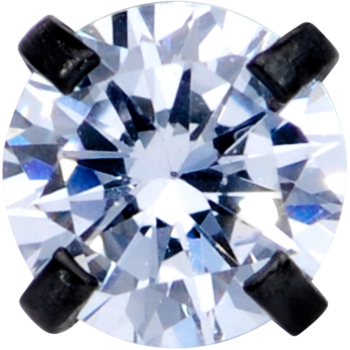 18G 1/4 CZ Gem Black 3mm Threadless Push In Labret Tragus