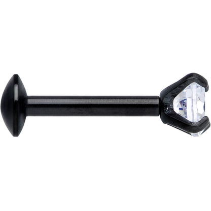 18G 1/4 CZ Gem Black 3mm Threadless Push In Labret Tragus
