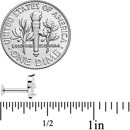 16G 1/4 CZ Gem Leaf Threadless Push In Labret Tragus