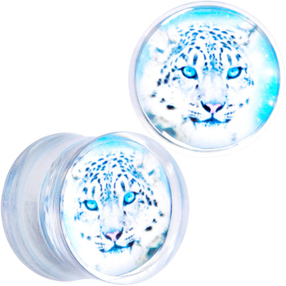 Clear Blue Acrylic Animal Cheetah Saddle Plug Set 2G to 1 Inch