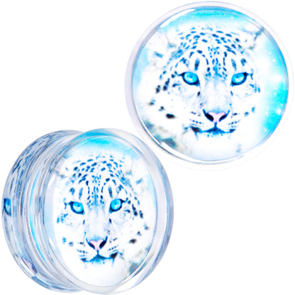Clear Blue Acrylic Animal Cheetah Saddle Plug Set 2G to 1 Inch