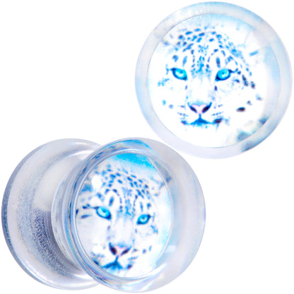 Clear Blue Acrylic Animal Cheetah Saddle Plug Set 2G to 1 Inch