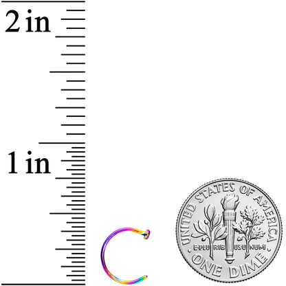 20G 5/16 Rainbow PVD Implant Grade Titanium Disc Nose Hoop