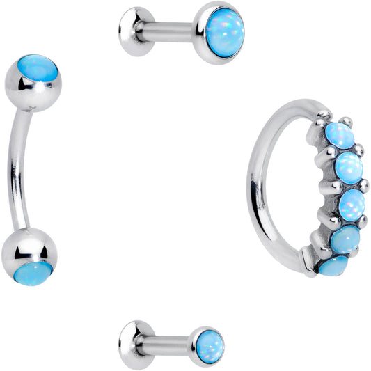 16G Blue Orb Septum Labret Cartilage Tragus Set of 4