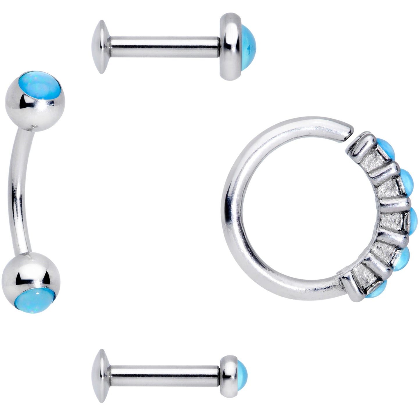 16G Blue Orb Septum Labret Cartilage Tragus Set of 4