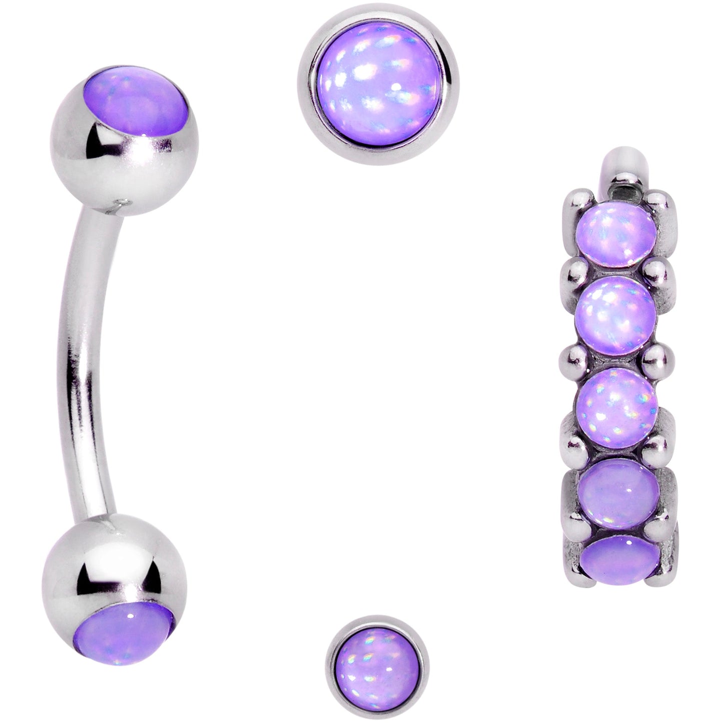 16G Purple Orb Septum Labret Cartilage Tragus Set of 4