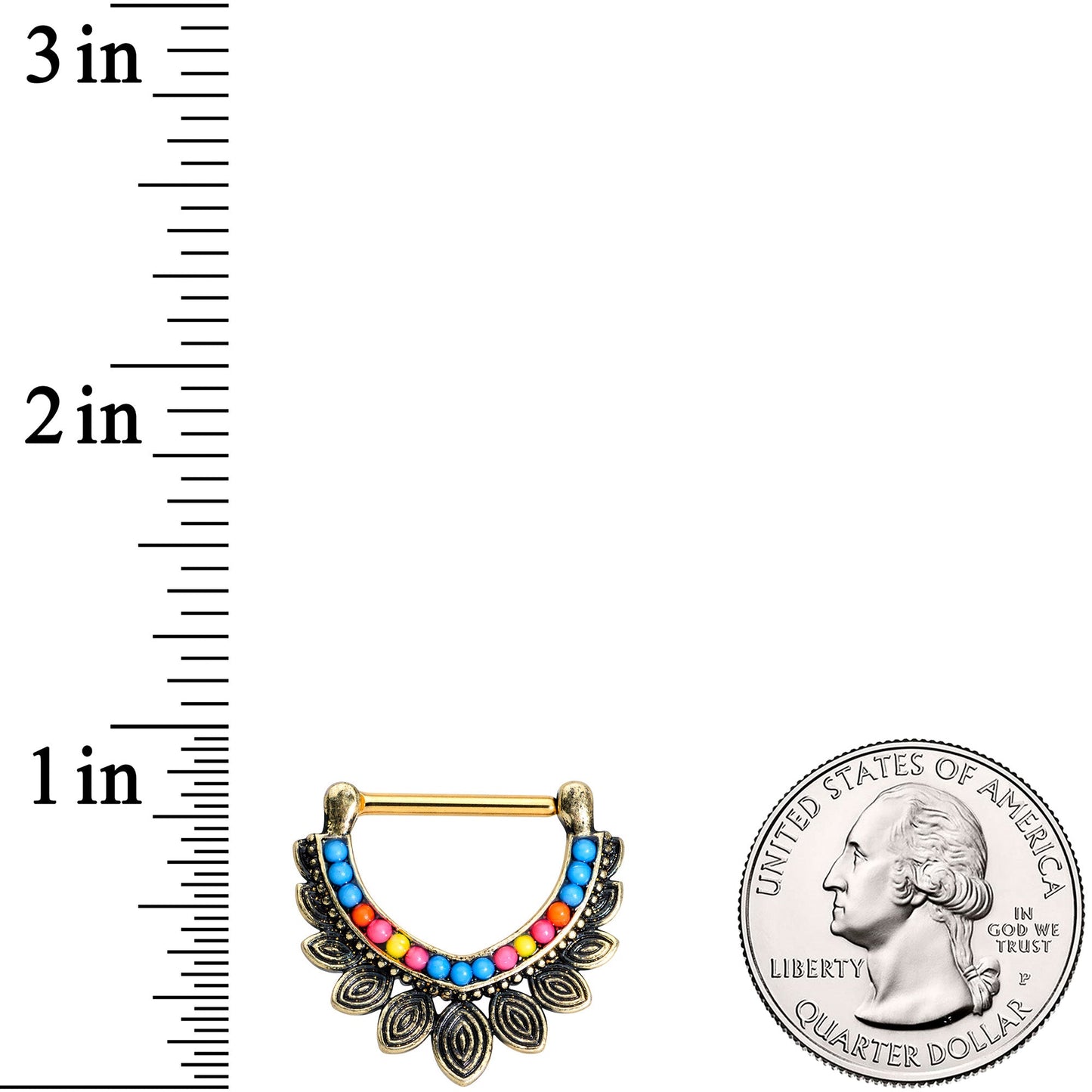 14G 9/16 Gold Tone Rainbow Crest Nipple Clicker Set