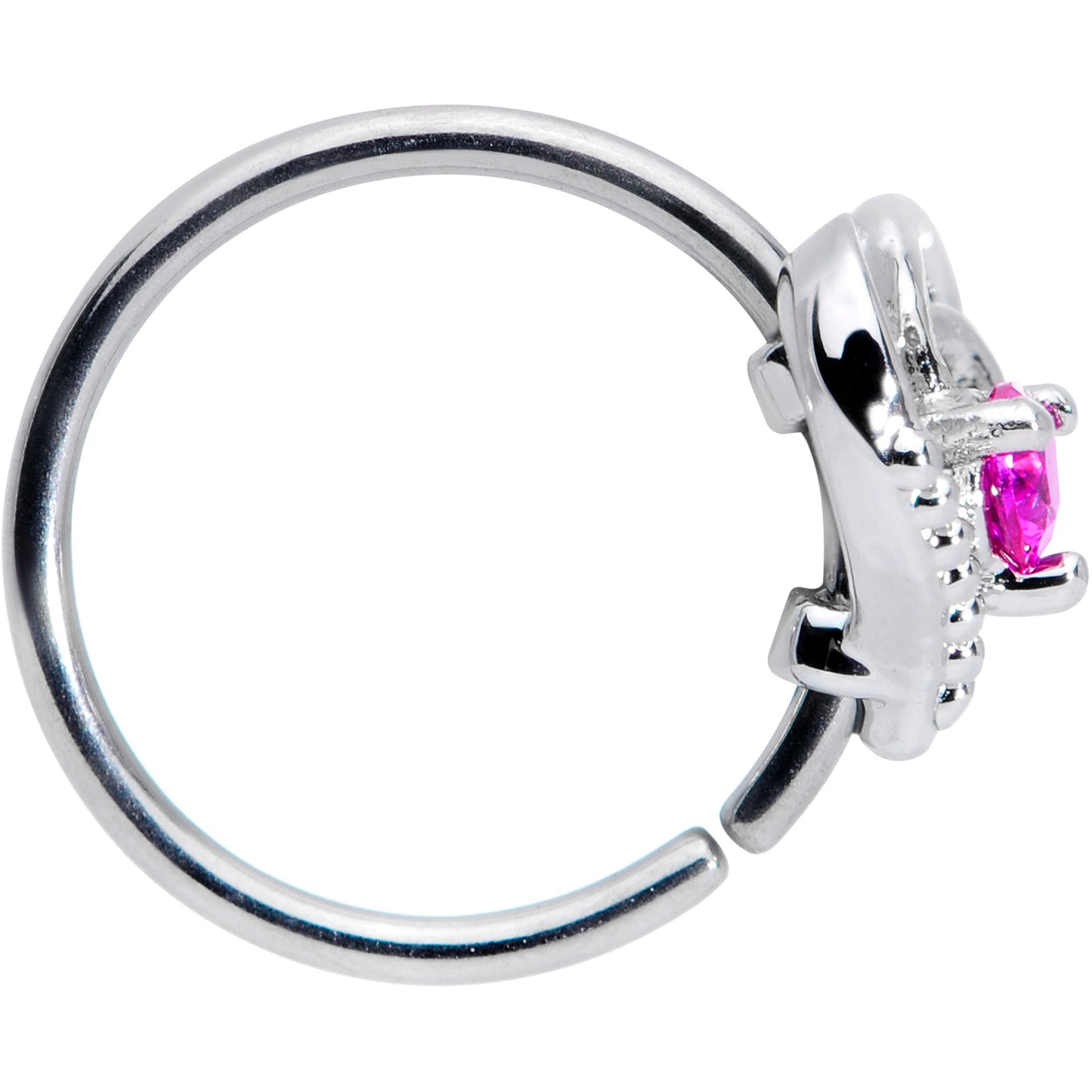 20G 5/16 Pink Gem Swirling Heart Valentine Nose Hoop