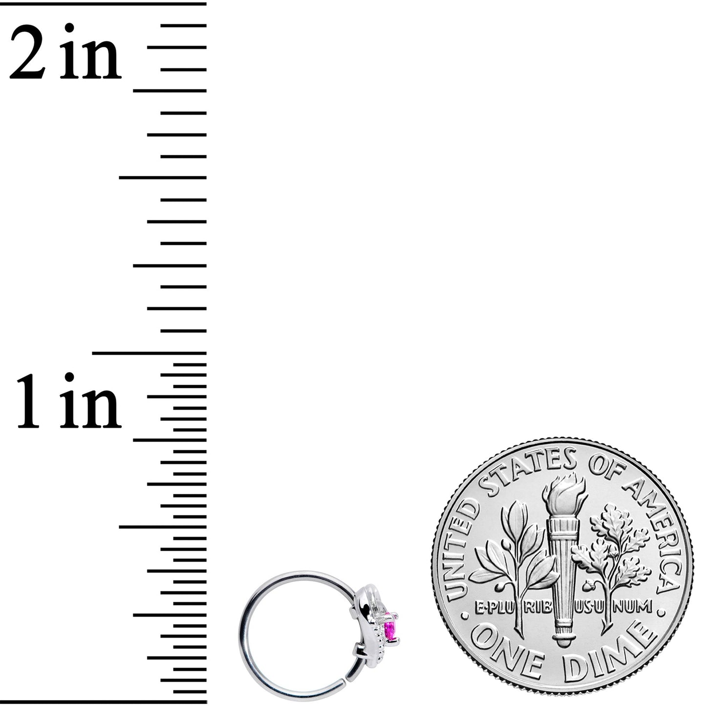 20G 5/16 Pink Gem Swirling Heart Valentine Nose Hoop