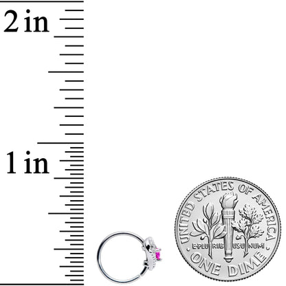 20G 5/16 Pink Gem Swirling Heart Valentine Nose Hoop