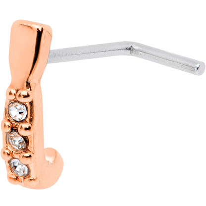 20G Clear CZ Gem Rose Gold Tone Trio Faux Hoop L Shaped Nose Ring