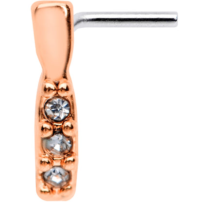 20G Clear CZ Gem Rose Gold Tone Trio Faux Hoop L Shaped Nose Ring