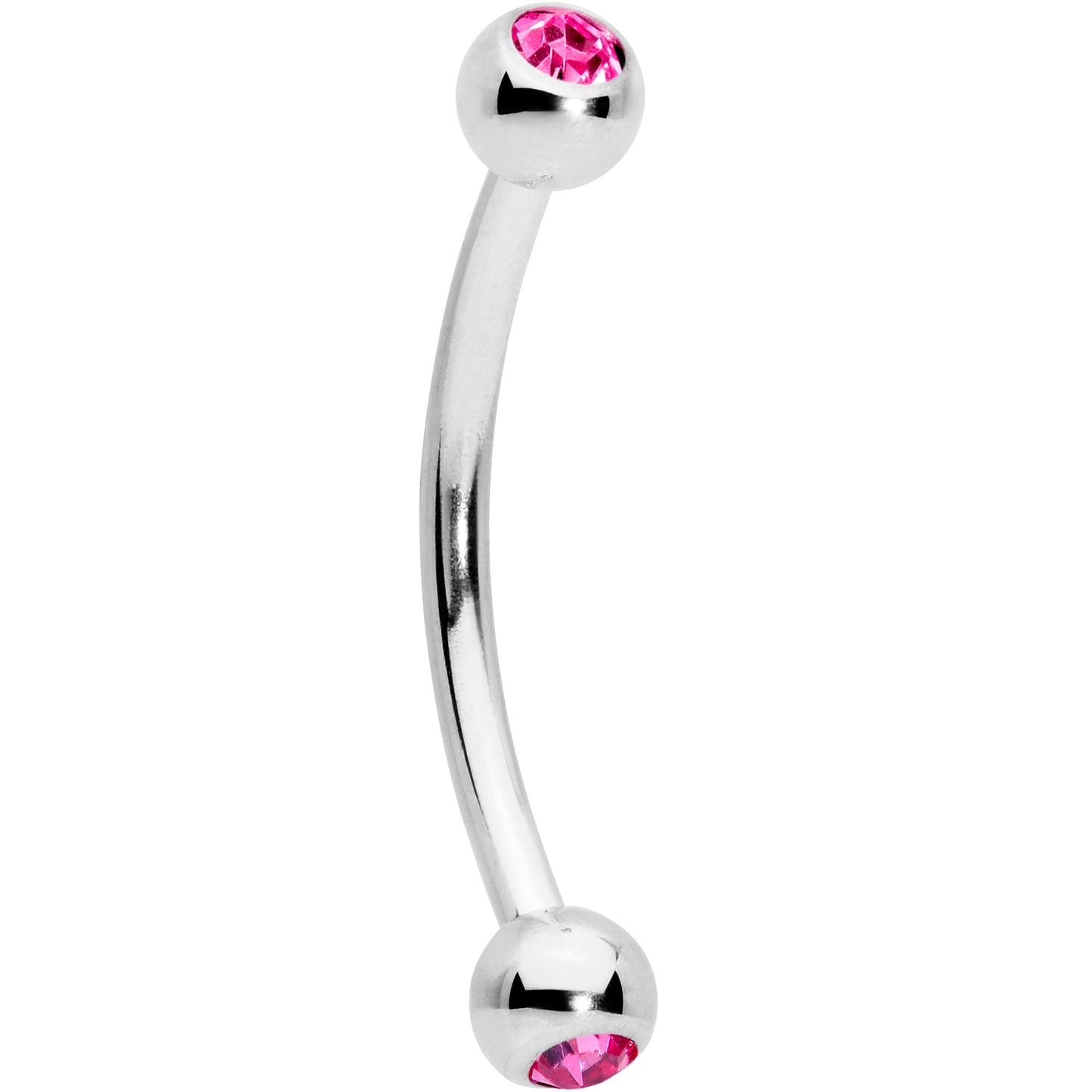 16G 1/2 Pink Gem Ball End Curved Barbell