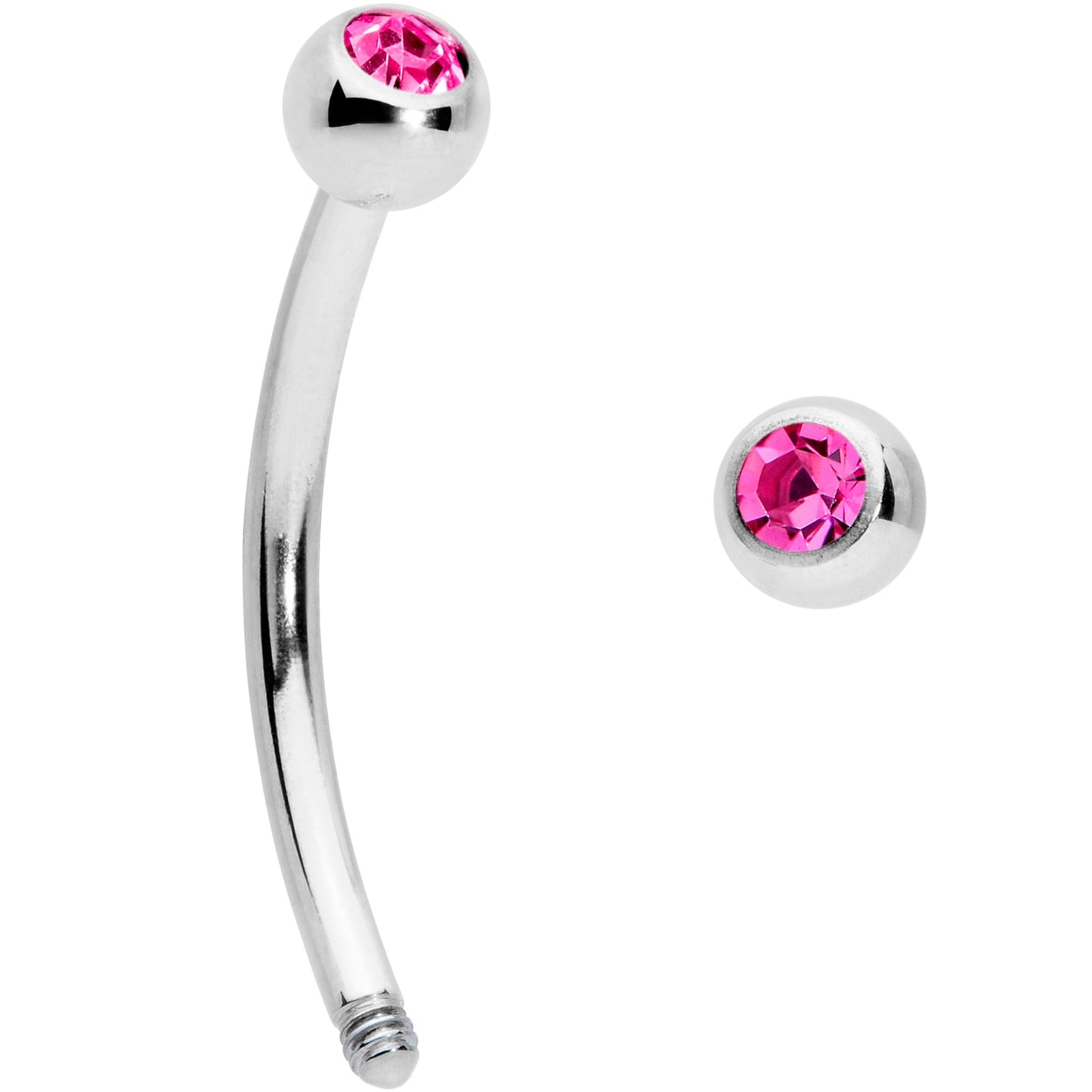 16G 1/2 Pink Gem Ball End Curved Barbell