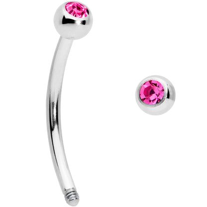 16G 1/2 Pink Gem Ball End Curved Barbell