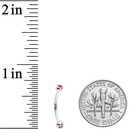 16G 1/2 Pink Gem Ball End Curved Barbell