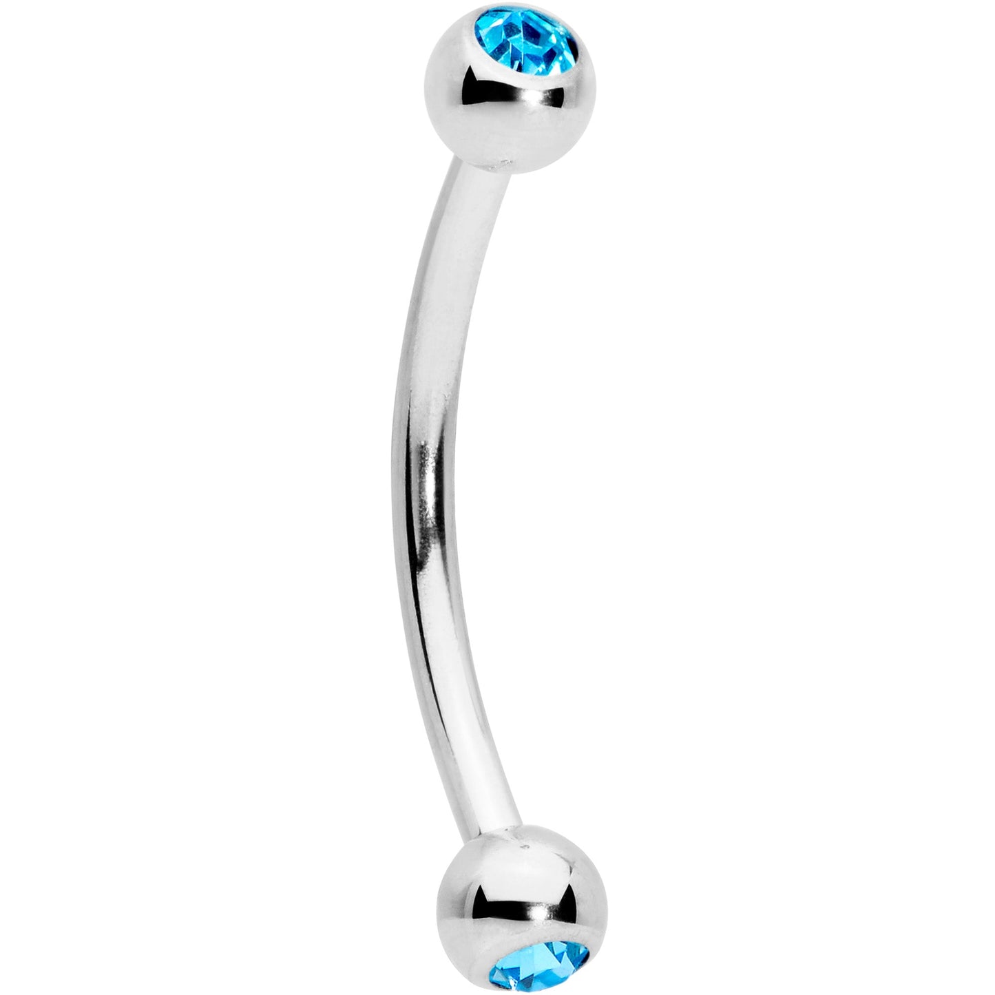 16G 1/2 Aqua Gem Ball End Curved Barbell