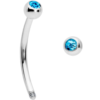 16G 1/2 Aqua Gem Ball End Curved Barbell